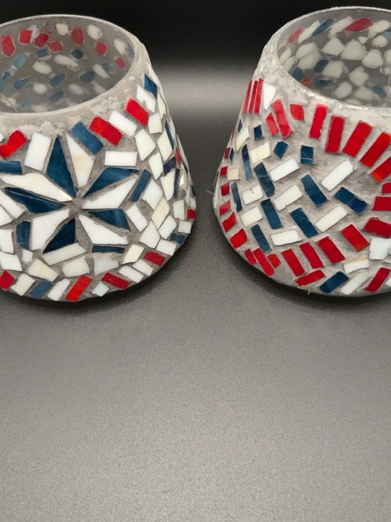 Home Interiors Other - Home Interiors Mosaic Glass Patriotic Star Candle Shades Set of 2